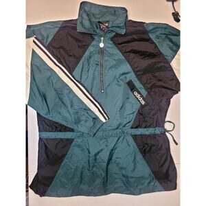 Vintage Adidas Windbreaker Track Jacket 1/2 Zip Nylon Retro Y2K Drawstring Waist